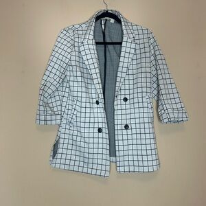 Women's Black and White Checkered Blazer